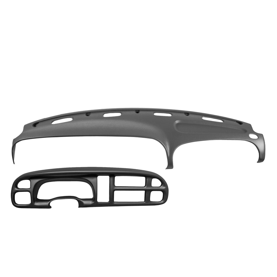 1999–2001 Dodge Ram 1500 / 1999–2002 Dodge Ram 2500 & Dodge Ram 3500 Dash Cover + Gauge Bezel Cover Combo – Hard Molded Plastic Overlays – Made in the USA - 9801DR+BZKIT