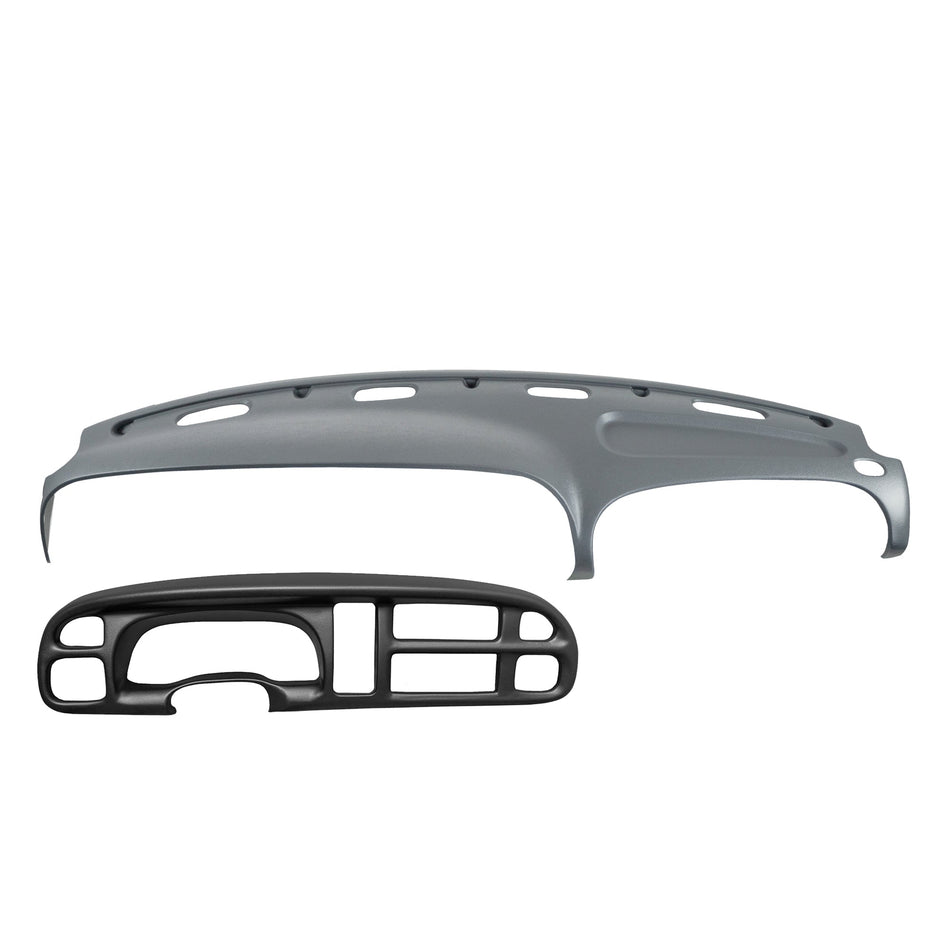 1999–2001 Dodge Ram 1500 / 1999–2002 Dodge Ram 2500 & Dodge Ram 3500 Dash Cover + Gauge Bezel Cover Combo – Hard Molded Plastic Overlays – Made in the USA - 9801DR+BZKIT
