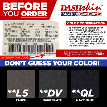 2002-2005 Dodge Ram Aerosol Colormatched Interior Paint for Vinyl & Plastics (12oz) - DashSkin