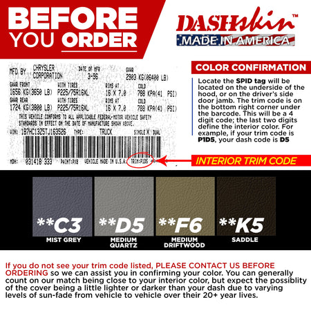 1994-1997 Dodge Ram Aerosol Colormatched Interior Paint for Vinyl & Plastics (12oz) - DashSkin